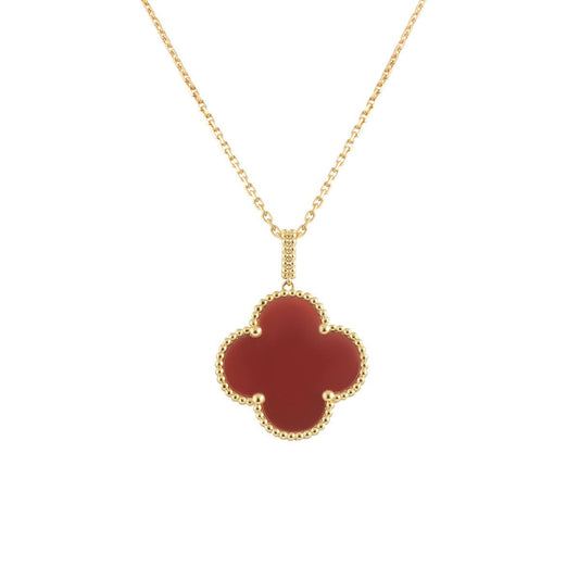 [Max Jewelry ]CLOVER 25MM NECKLACE GOLD CARNELIAN