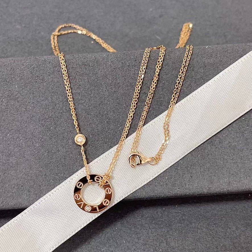 [Max Jewelry ]LOVE NECKLACE 16MM 2 DIAMONDS