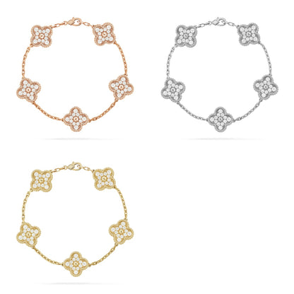 [Max Jewelry ] CLOVER 5 MOTIF FULL DIAMOND BRACELET COLLECTION