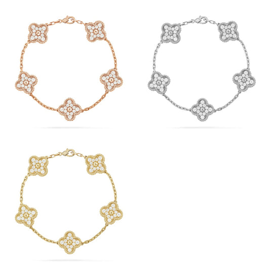 [Max Jewelry ] CLOVER 5 MOTIF FULL DIAMOND BRACELET COLLECTION