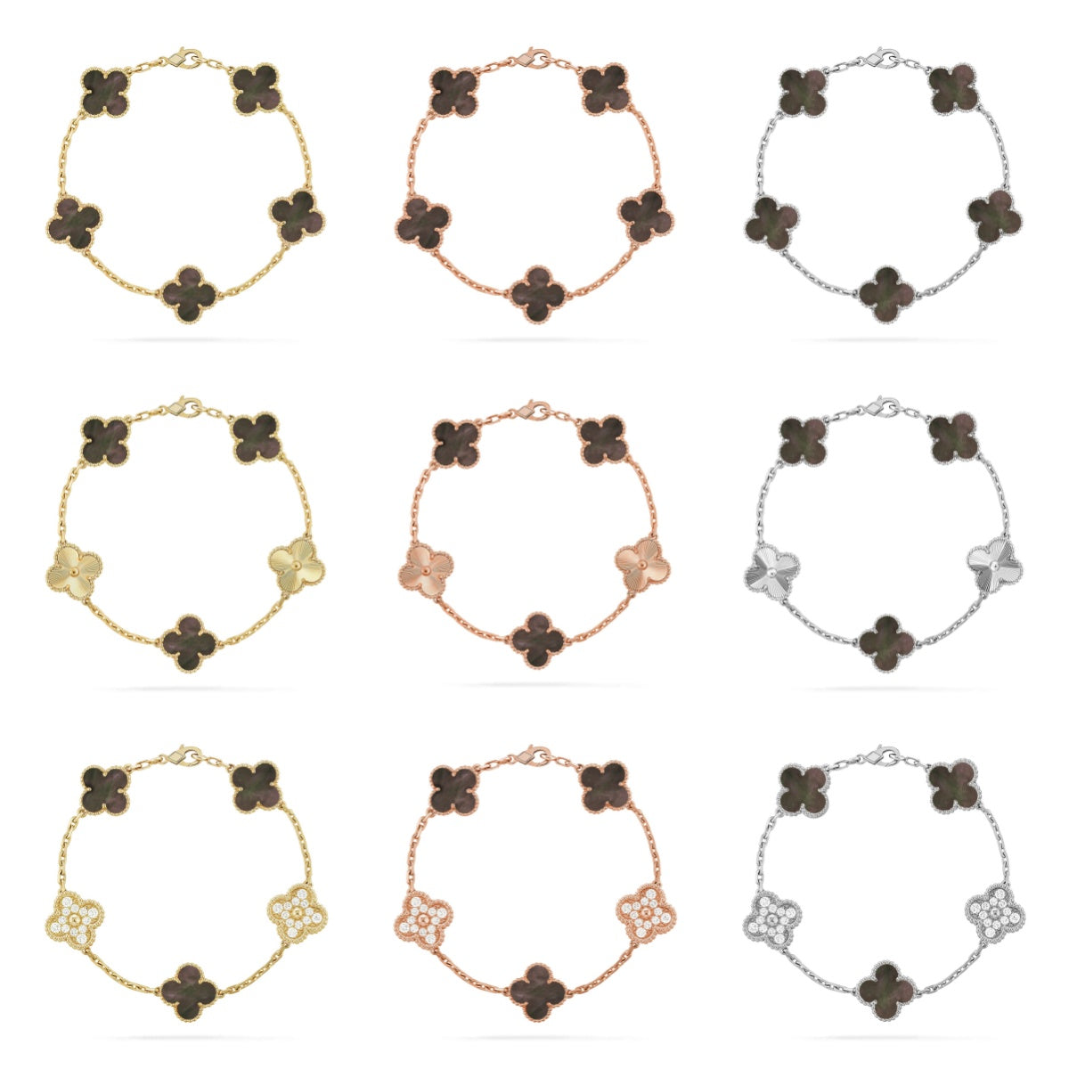 [Max Jewelry ] CLOVER 5 MOTIF GRAY MOP BRACELET COLLECTION