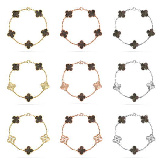 [Max Jewelry ] CLOVER 5 MOTIF GRAY MOP BRACELET COLLECTION