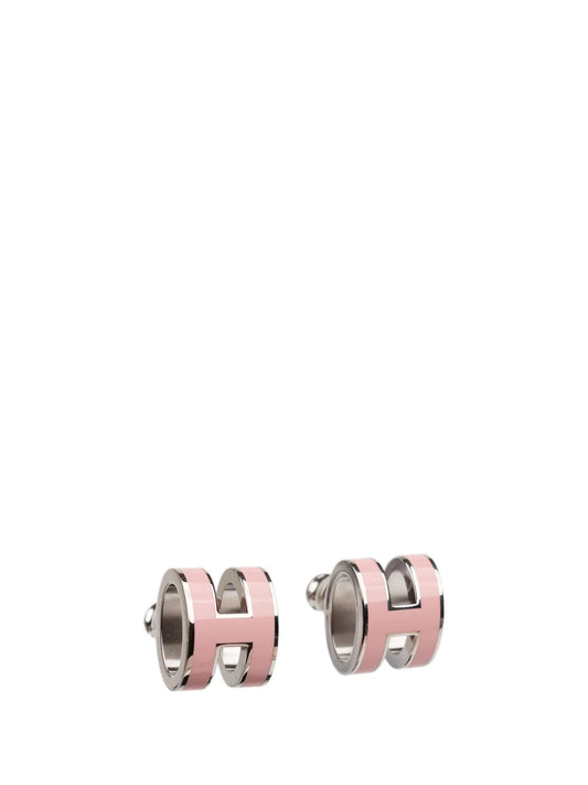 [Max Jewelry ]MINI POP H SILVER EARRINGS PINK