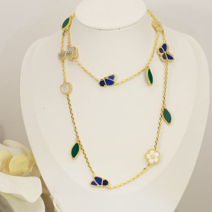 [Max Jewelry]LUCKY SPRING BUTTERFLY 15 FLOWER NECKLACE