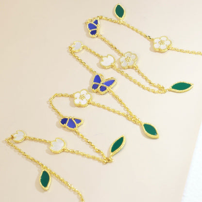 [Max Jewelry]LUCKY SPRING BUTTERFLY 15 FLOWER NECKLACE