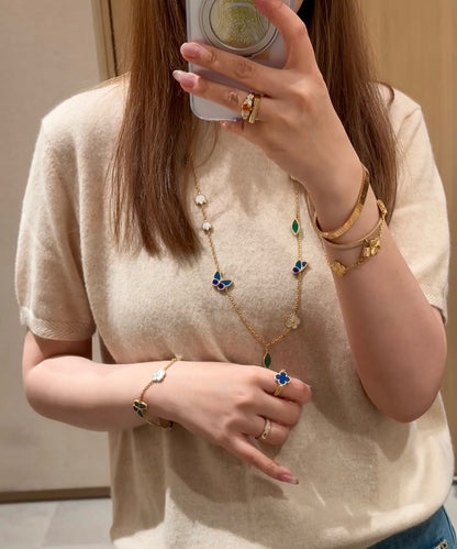 [Max Jewelry]LUCKY SPRING BUTTERFLY 15 FLOWER NECKLACE