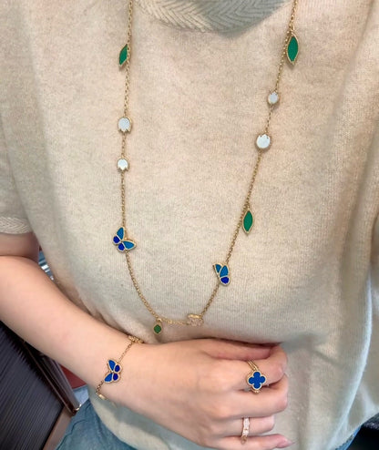 [Max Jewelry]LUCKY SPRING BUTTERFLY 15 FLOWER NECKLACE