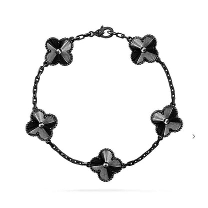 [Max Jewelry ]CLOVER 5 MOTIF BLACK BRACELET