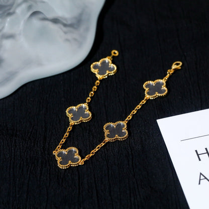 [Max Jewelry ]CLOVER 5 MOTIF ROCK CRYSTAL BRACELET