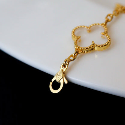[Max Jewelry ]CLOVER 5 MOTIF ROCK CRYSTAL BRACELET