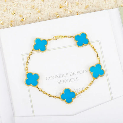 [Max Jewelry ] CLOVER 5 MOTIF TURQUOISE BRACELET COLLECTION