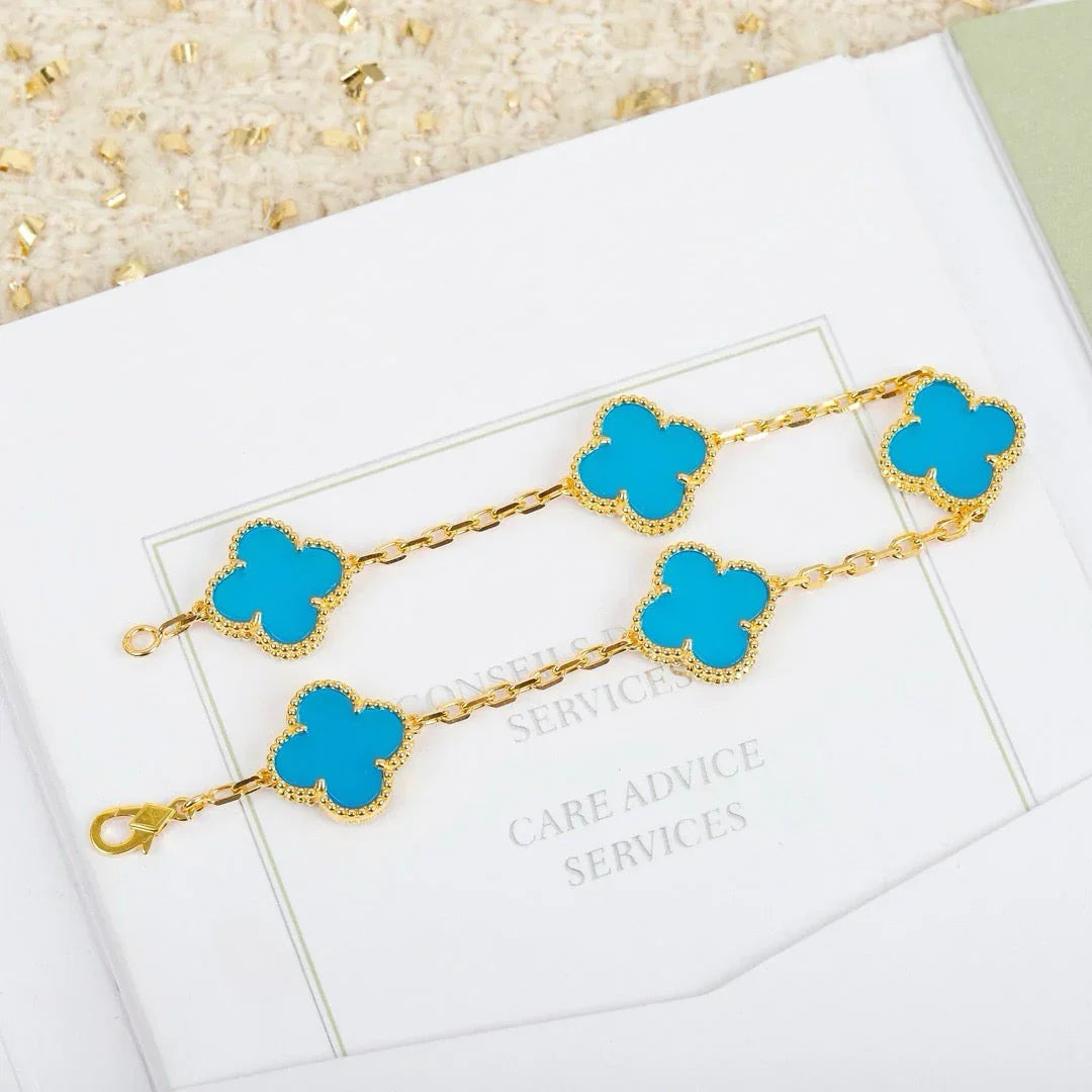 [Max Jewelry ] CLOVER 5 MOTIF TURQUOISE BRACELET COLLECTION