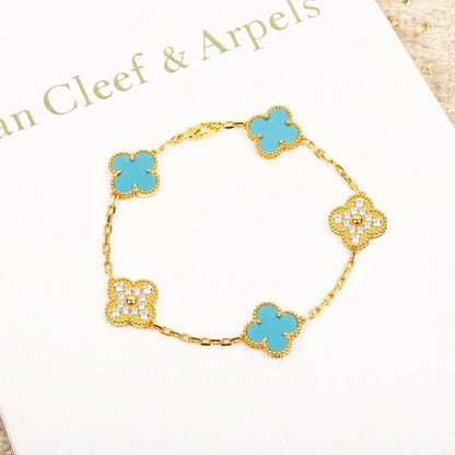 [Max Jewelry ] CLOVER 5 MOTIF TURQUOISE BRACELET COLLECTION