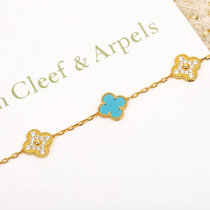 [Max Jewelry ] CLOVER 5 MOTIF TURQUOISE BRACELET COLLECTION