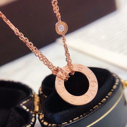 [Max Jewelry ]LOVE NECKLACE 16MM 2 DIAMONDS