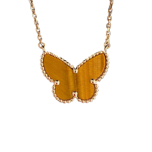 [Max Jewelry ] TIGER__ EYE BUTTERFLY NECKLACE