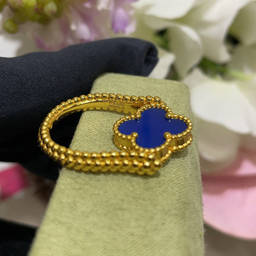 [Plus&Max]CLOVER RIVERSIBLE BLUE AGATE RING