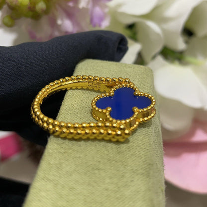 [Max Jewelry ]CLOVER RIVERSIBLE BLUE AGATE RING