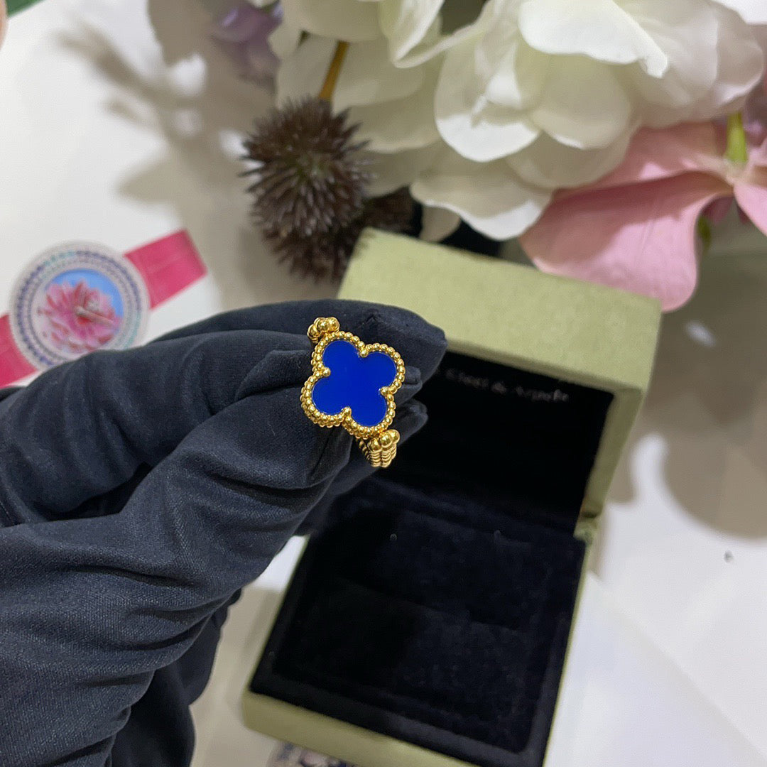 [Max Jewelry ]CLOVER RIVERSIBLE BLUE AGATE RING