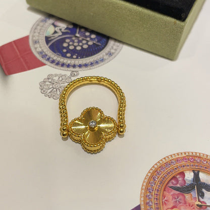 [Max Jewelry ]CLOVER RIVERSIBLE BLUE AGATE RING