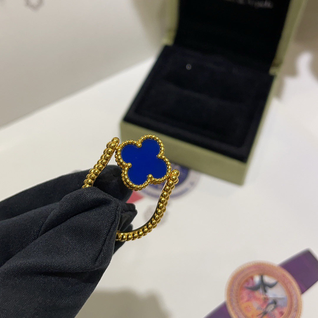 [Max Jewelry ]CLOVER RIVERSIBLE BLUE AGATE RING