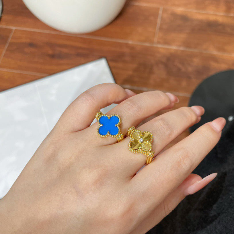 [Max Jewelry ]CLOVER RIVERSIBLE BLUE AGATE RING