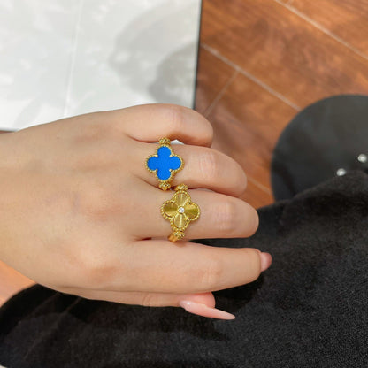 [Max Jewelry ]CLOVER RIVERSIBLE BLUE AGATE RING