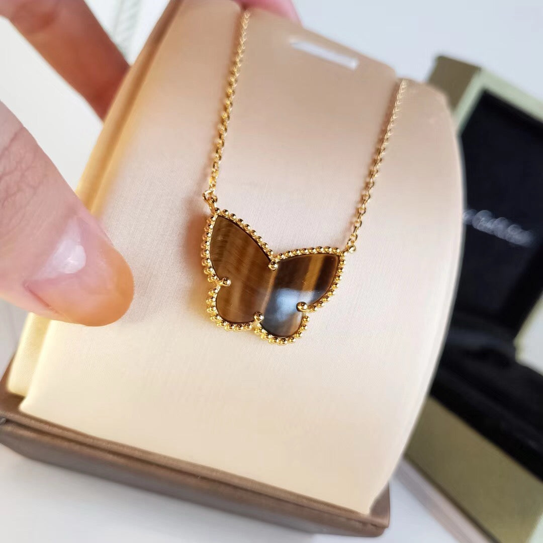 [Max Jewelry ] TIGER__ EYE BUTTERFLY NECKLACE