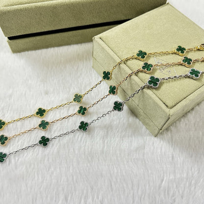 [Max Jewelry ]CLOVER 6 MOTIF MALACHITE BRACELET