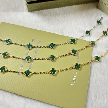[Max Jewelry ]CLOVER 6 MOTIF MALACHITE BRACELET
