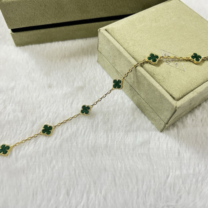 [Max Jewelry ]CLOVER 6 MOTIF MALACHITE BRACELET