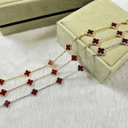 [Max Jewelry ]CLOVER 6 MOTIF RED AGATE BRACELET