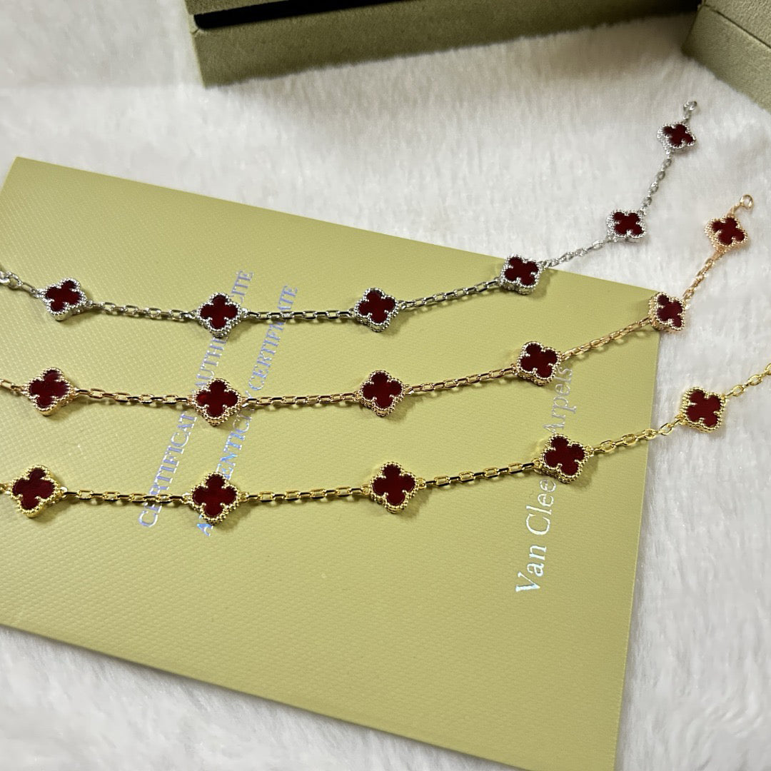 [Max Jewelry ]CLOVER 6 MOTIF RED AGATE BRACELET
