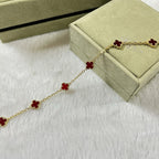 [Plus&Max]CLOVER 6 MOTIF RED AGATE BRACELET