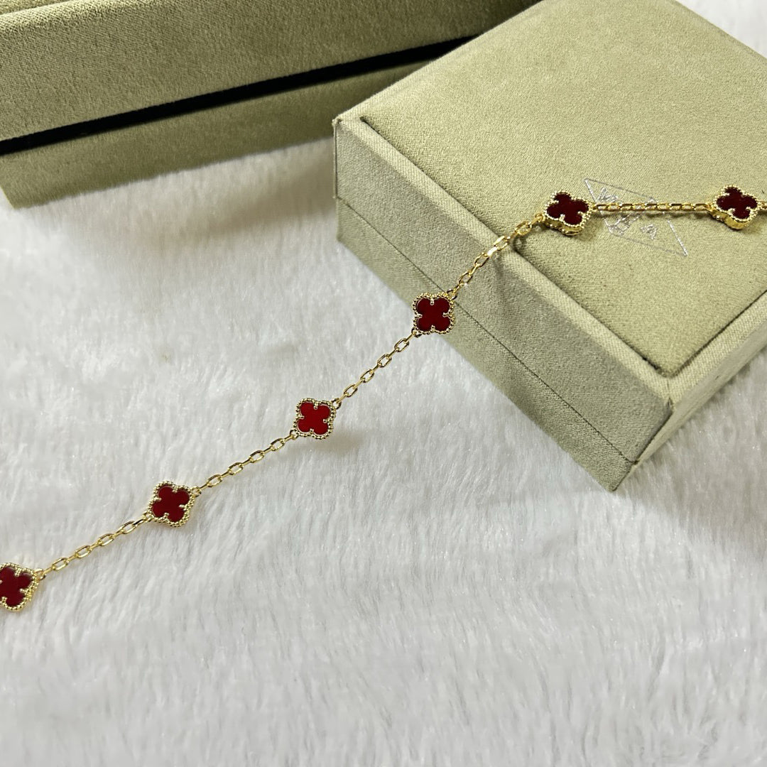 [Max Jewelry ]CLOVER 6 MOTIF RED AGATE BRACELET