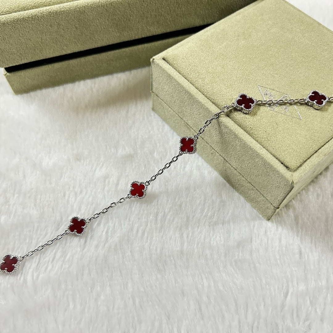 [Max Jewelry ]CLOVER 6 MOTIF RED AGATE BRACELET