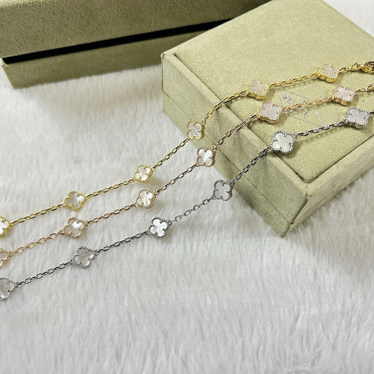 [Max Jewelry ]CLOVER 6 MOTIF WHITE MOP BRACELET