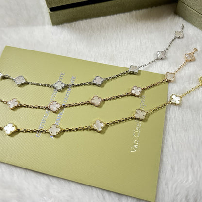 [Max Jewelry ]CLOVER 6 MOTIF WHITE MOP BRACELET