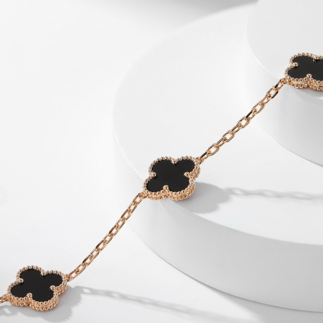 [Max Jewelry ]CLOVER 10 MOTIFS ONYX NECKLACE