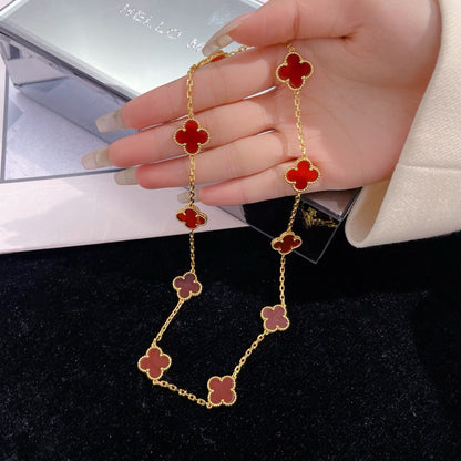 [Max Jewelry ]CLOVER 10 MOTIFS CARNELIAN NECKLACE