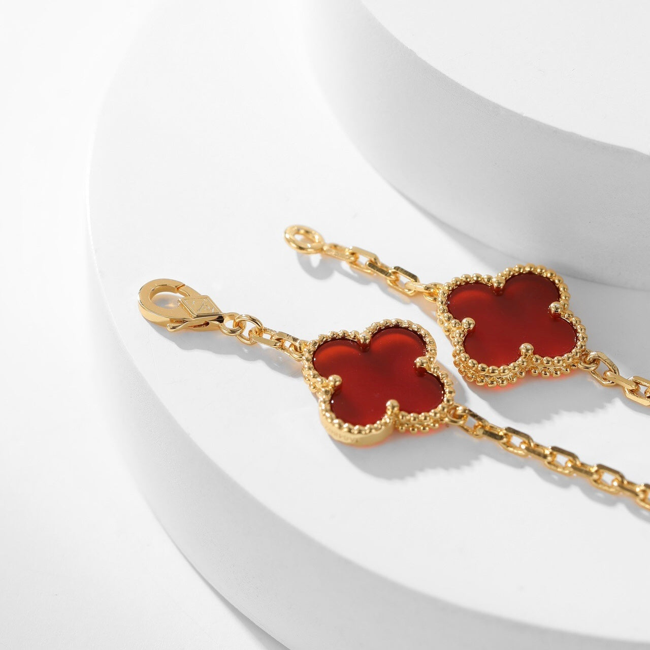 [Max Jewelry ]CLOVER 10 MOTIFS CARNELIAN NECKLACE