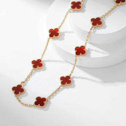 [Max Jewelry ]CLOVER 10 MOTIFS CARNELIAN NECKLACE
