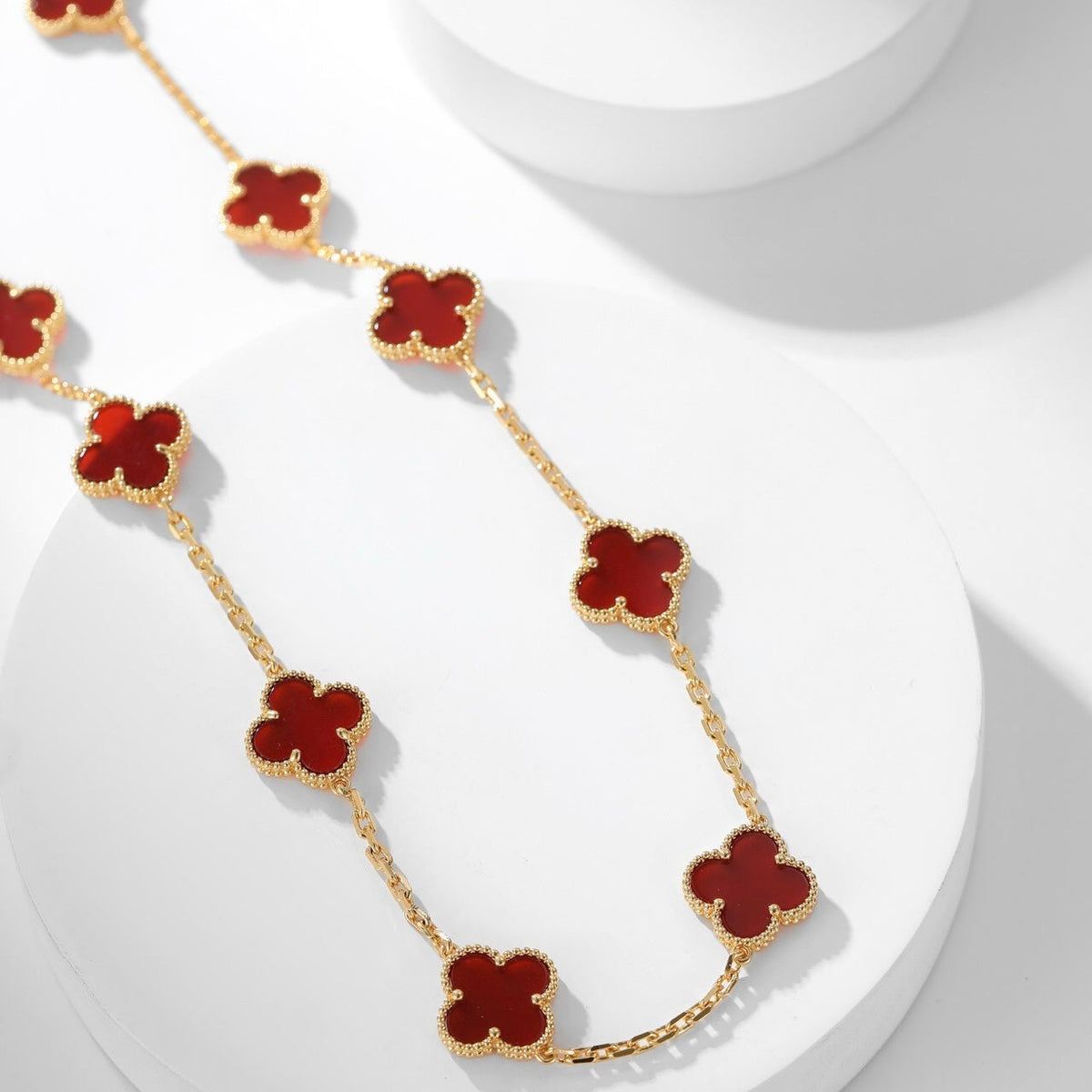 [Plus&Max]CLOVER 10 MOTIFS CARNELIAN NECKLACE