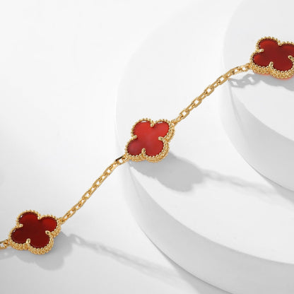 [Max Jewelry ]CLOVER 10 MOTIFS CARNELIAN NECKLACE