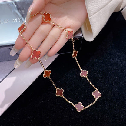 [Max Jewelry ]CLOVER 10 MOTIFS CARNELIAN NECKLACE