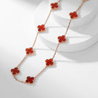 [Plus&Max]CLOVER 10 MOTIFS CARNELIAN NECKLACE
