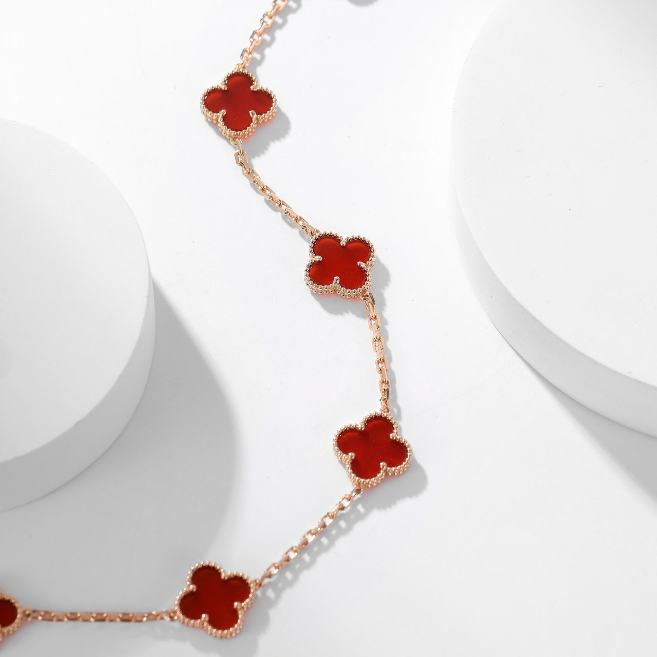 [Max Jewelry ]CLOVER 10 MOTIFS CARNELIAN NECKLACE