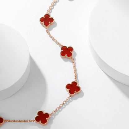 [Max Jewelry ]CLOVER 10 MOTIFS CARNELIAN NECKLACE