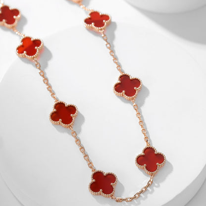 [Max Jewelry ]CLOVER 10 MOTIFS CARNELIAN NECKLACE