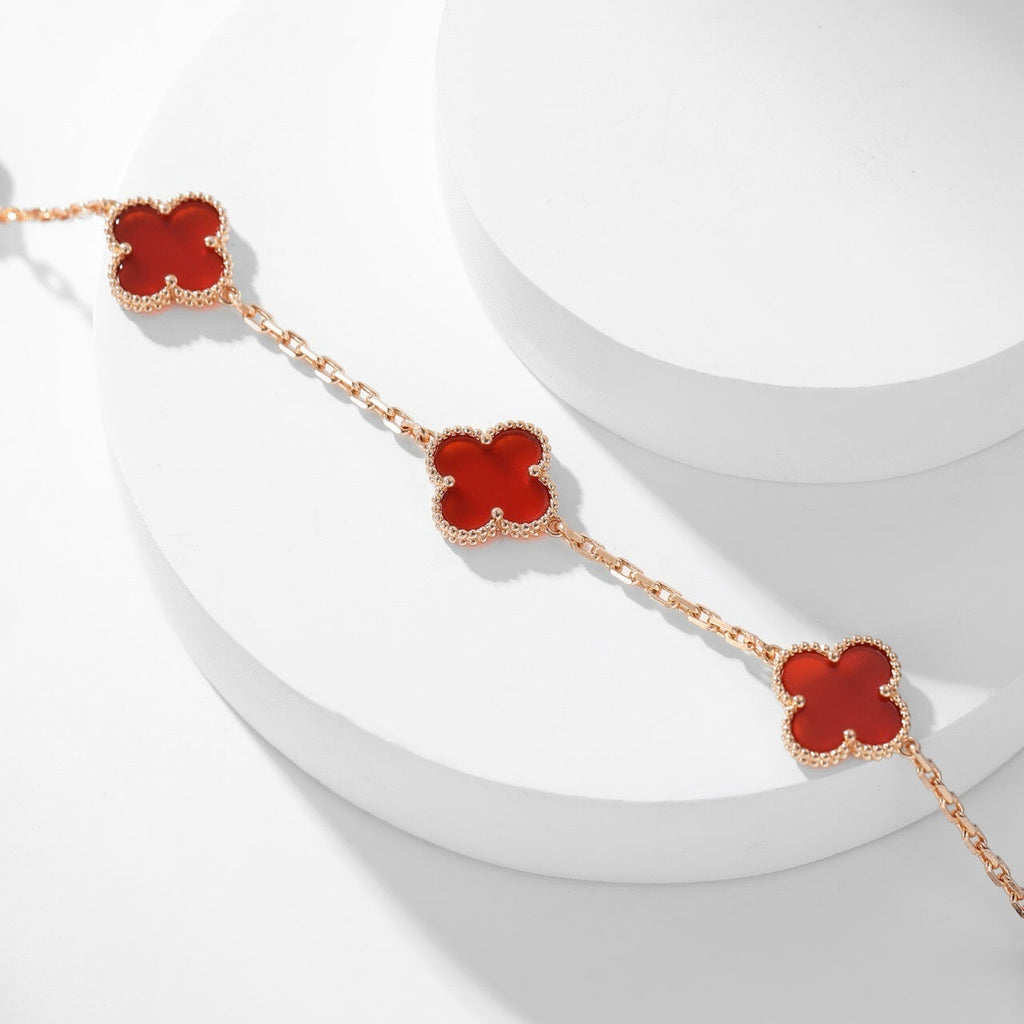 [Plus&Max]CLOVER 10 MOTIFS CARNELIAN NECKLACE
